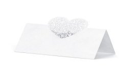 10 MARQUES PLACES BLANC NACRE COEUR DENTELLE 9 X 6.5 CM