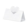10 MARQUES PLACES BLANC NACRE COEUR DENTELLE 9 X 6.5 CM