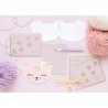 6 INVITATIONS + ENVELOPPES CHAT KITTY ROSE 13 X 10 CM