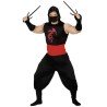 DEGUISEMENT HOMME DRAGON NINJA ROUGE ET NOIR MANCHES COURTES TAILLE 52-54