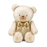 BALLON METALLIQUE OURS CREME SATIN NOEUD OR GONFLAGE AIR 84 X 75 CM