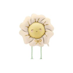 BALLON METALLIQUE FLEUR MARGUERITE LIGHT BEIGE MARCHEUSE 80 X 80 CM