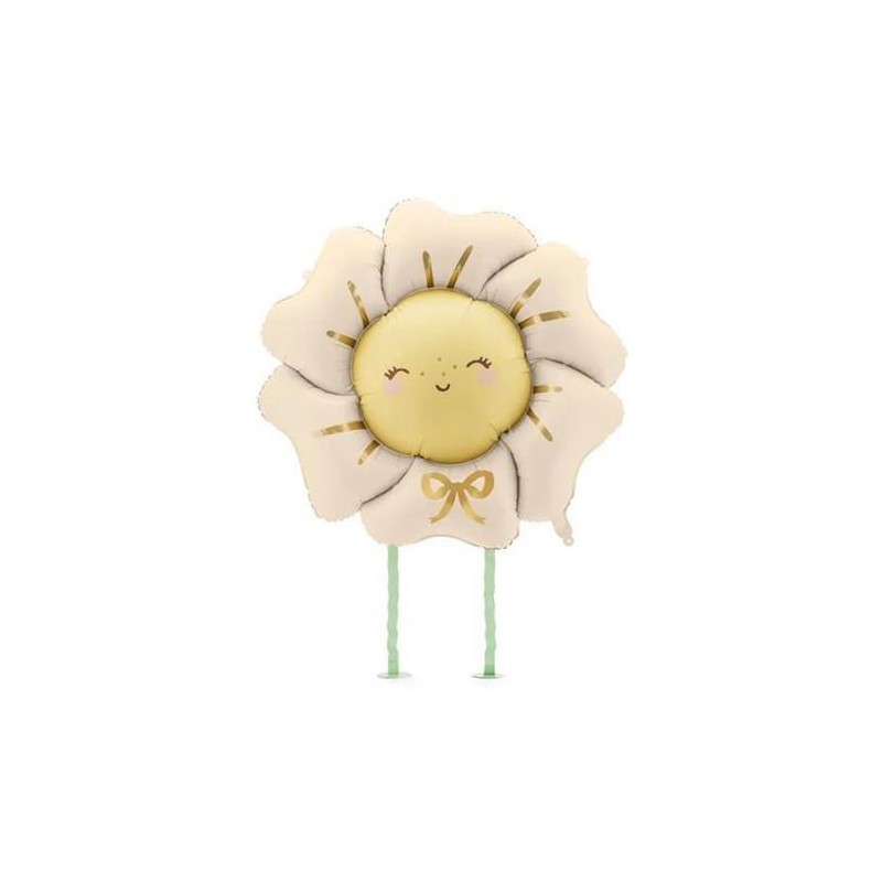 BALLON METALLIQUE FLEUR MARGUERITE LIGHT BEIGE MARCHEUSE 80 X 80 CM