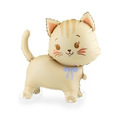 BALLON METALLIQUE KITTY CHAT SUR ROULETTES 61 X 65 CM