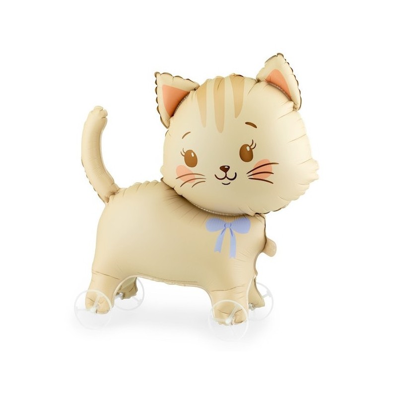BALLON METALLIQUE KITTY CHAT SUR ROULETTES 61 X 65 CM