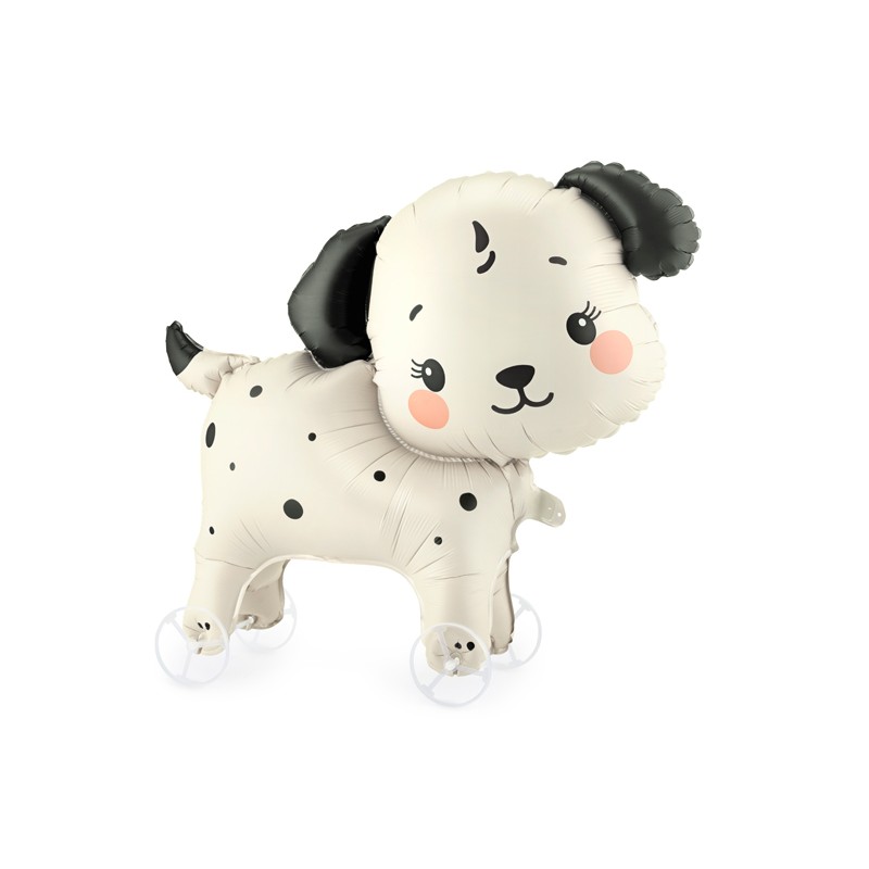 BALLON METALLIQUE CHIEN SUR ROULETTES 70 X 59 CM