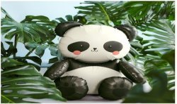 BALLON METALLIQUE PANDA ASSIS GONFLABLE A L'AIR 68 X 72 CM