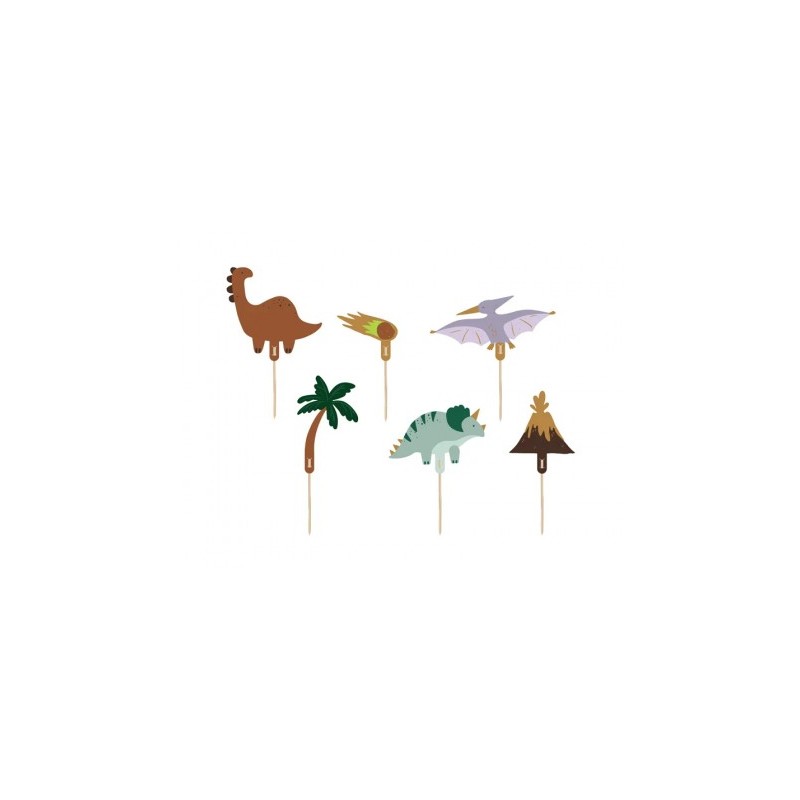 DECORATION CAKE TOPPERS DINOSAURE 6 PIECES 8 A 12 CM