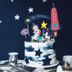 DECORATION CAKE TOPPERS ESPACE ASTRONAUTE 7 PIECES 9.5 A 24.5 CM