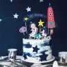 DECORATION CAKE TOPPERS ESPACE ASTRONAUTE 7 PIECES 9.5 A 24.5 CM