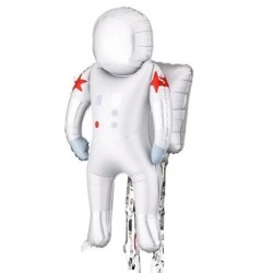 BALLON METALLIQUE ASTRONAUTE BLANC ARGENT 45 X 81 CM