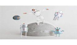BALLON METALLIQUE ASTRONAUTE BLANC ARGENT 45 X 81 CM