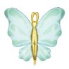 BALLON METALLIQUE PAPILLON BLEU PASTEL ET OR 69 X 69 CM 