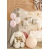 BALLON METALLIQUE LAPIN ASSIS CREME SATIN NOEUD OR GONFLAGE AIR 74 X 84 CM
