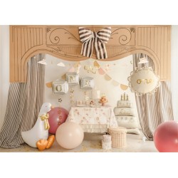 BALLON METALLIQUE OIE BLANCHE ASSISE NOEUD OR GONFLAGE AIR 72 X 91 CM