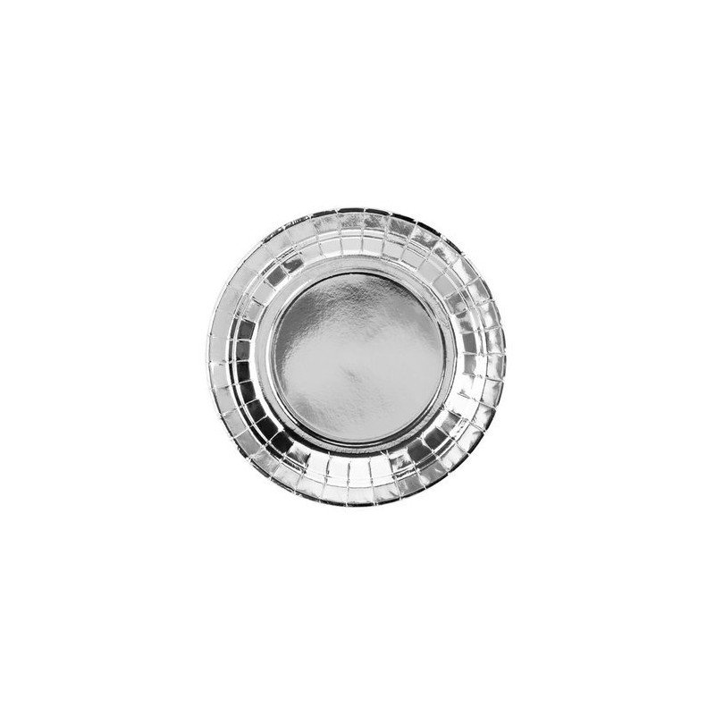 6 ASSIETTES CARTON ARGENT 18 CM