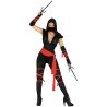 DEGUISEMENT FEMME NINJA NOIR ET ROUGE SANS MANCHE TAILLE L OU 42-44
