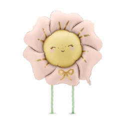 BALLON METALLIQUE FLEUR MARGUERITE LIGHT ROSE MARCHEUSE 80 X 80 CM