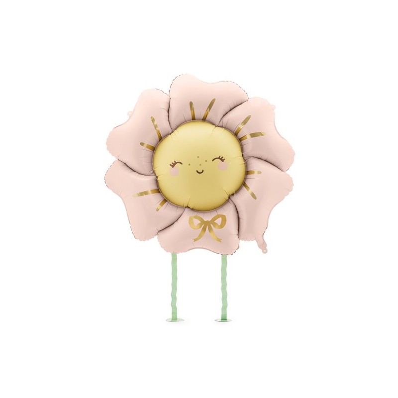 BALLON METALLIQUE FLEUR MARGUERITE LIGHT ROSE MARCHEUSE 80 X 80 CM
