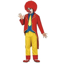 DEGUISEMENT HOMME CLOWN VESTE ROUGE PANTALON JAUNE CHEMISE BLEU TAILLE L