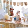 6 ASSIETTES EN CARTON TETE D'OURSON BRUN CHAPEAU BLEU 21 X 23 CM