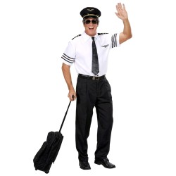DEGUISEMENT DE PILOTE D'AVION CHEMISE CRAVATE CASQUETTE TAILLE L