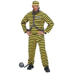 DEGUISEMENT PRISONNIER DALTON RAYE NOIR/JAUNE CHEMISE PANTALON ET CALOT TAILLE M