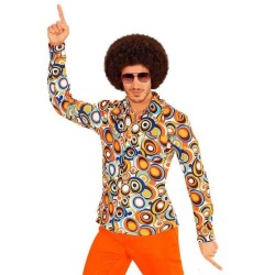 CHEMISE GROOVY STYLE 70'S BUBBLE ORANGE TAILLE S-M