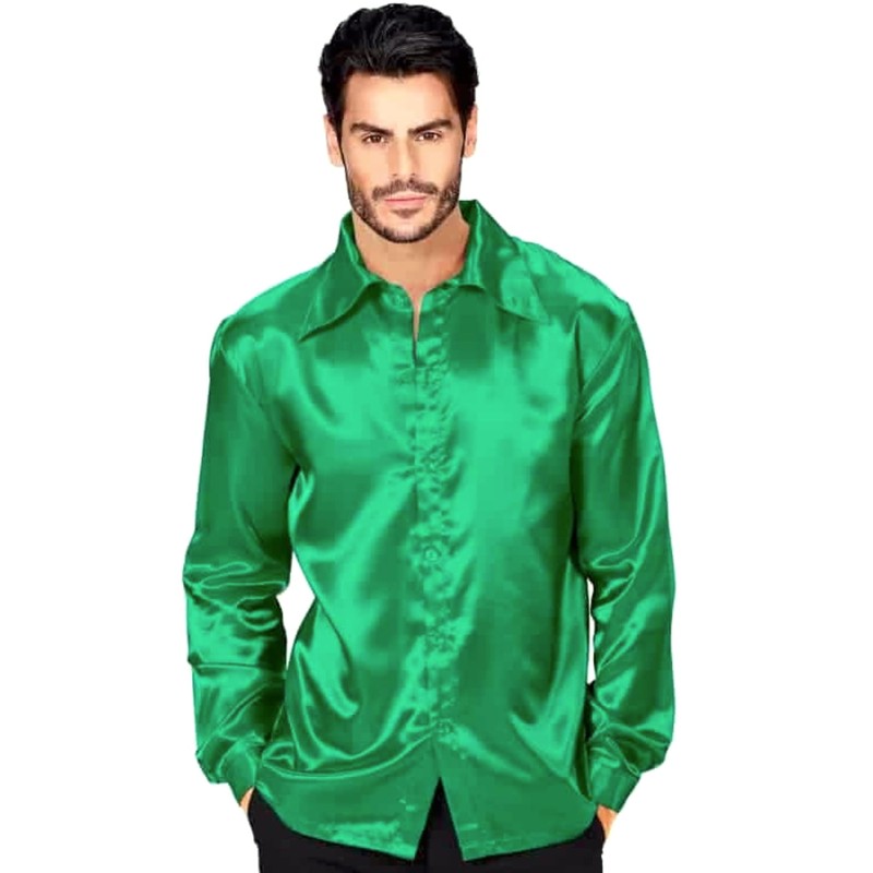 CHEMISE SATIN VERTE TAILLE S