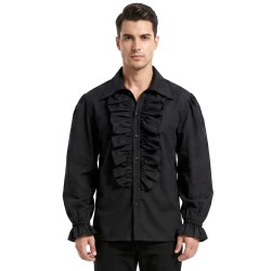 CHEMISE RUCHE NOIRE TAILLE M-L