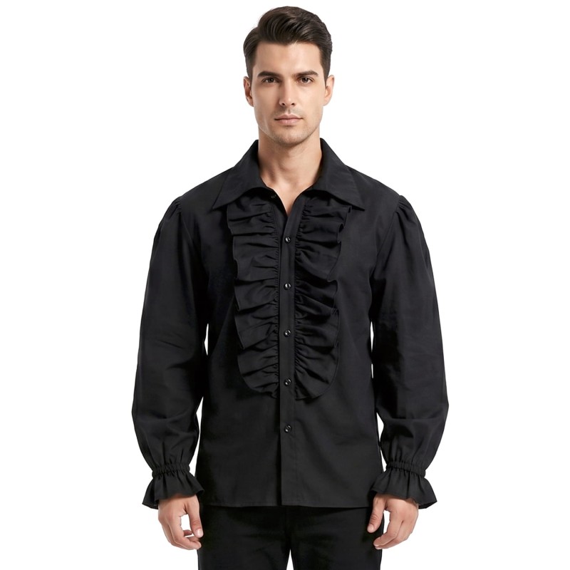 CHEMISE RUCHE NOIRE TAILLE M-L