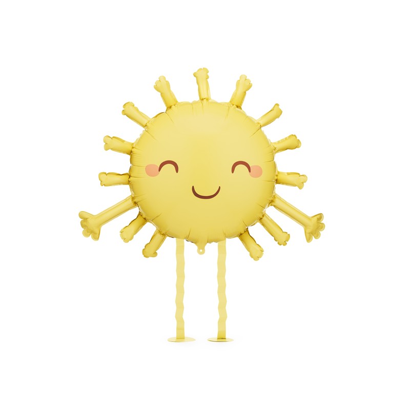 BALLON METALLIQUE SOLEIL MARCHEUR JAUNE SMILEY 77 X 62 CM