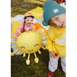 BALLON METALLIQUE SOLEIL MARCHEUR JAUNE SMILEY 77 X 62 CM
