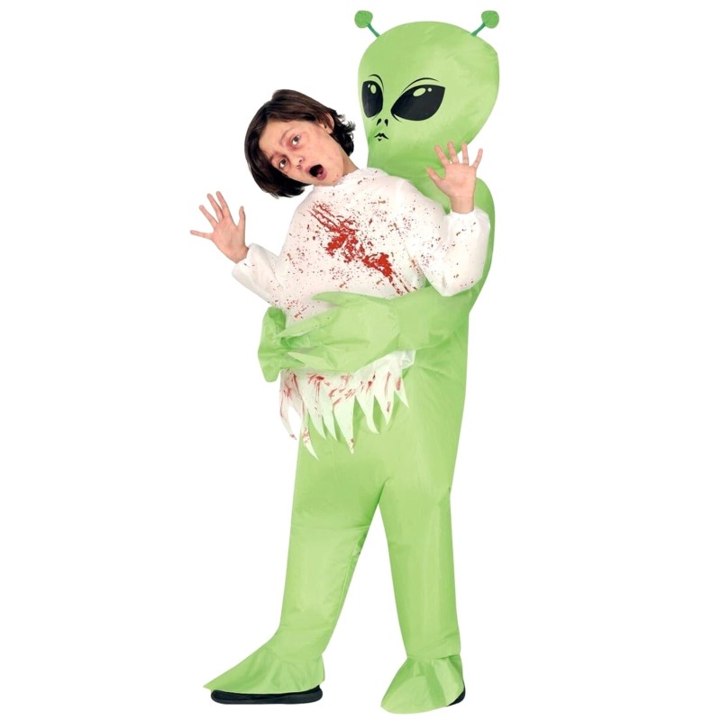DEGUISEMENT ALIEN GONFLABLE VERT TAILLE UNIQUE ENFANT CHEMISE EN SANG