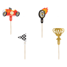4 CAKE TOPPERS THEME VOITURE DE COURSE ENV. 12 CM