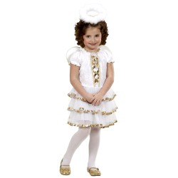 DEGUISEMENT ANGE GLAMOUR BLANC ET OR JUPON FROU FROU TAILLE 3/4 ANS ET 4/5ANS
