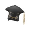 BALLON METALLIQUE CHAPEAU DE LAUREAT CONGRATS NOIR ET OR 53 X 44 CM