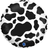 BALLON METALLIQUE ROND IMPRIME TACHES DE VACHE BLANC ET NOIR 46 CM 