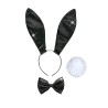 KIT LAPIN NOIR A STRASS ( SERRE-TETE OREILLE, QUEUE, NOEUD PAPILLON )