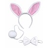 KIT LAPIN BLANC ET ROSE ( SERRE-TETE OREILLE, QUEUE, NOEUD PAPILLON )