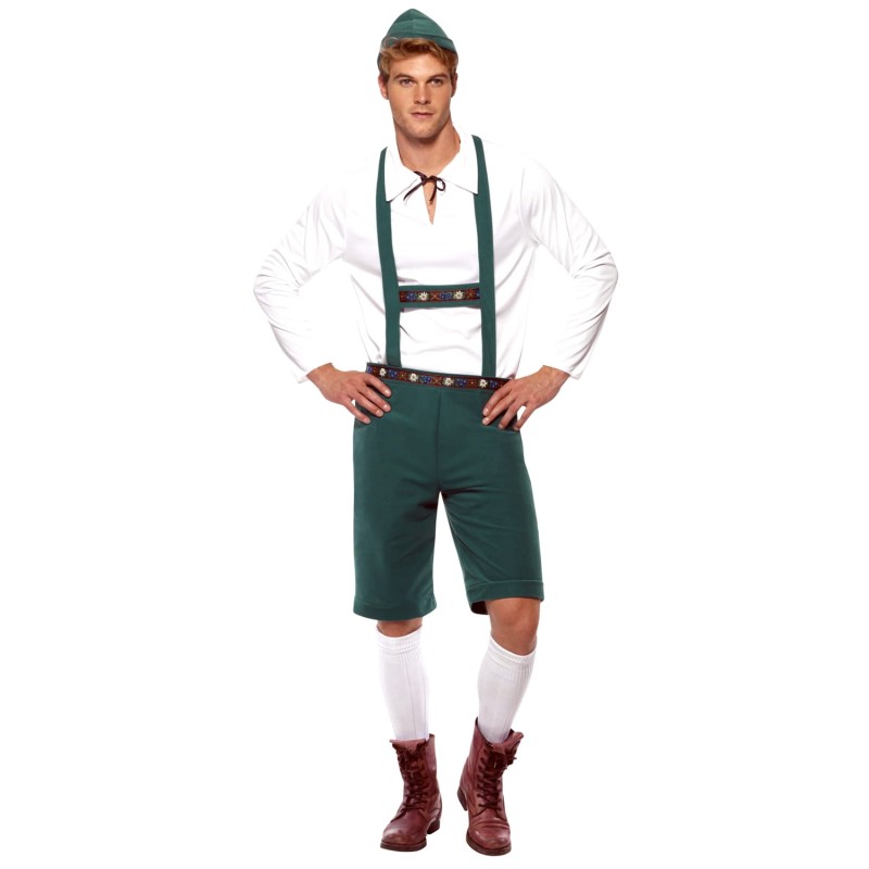DEGUISEMENT BAVAROIS CHEMISE BLANCHE SALOPETTE VERTE TAILLE XL