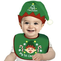 DEGUISEMENT BEBE BAVOIR + CHAPEAU OU BONNET LUTIN MY FIRST CHRISTMAS