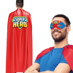 SET SUPER HEROS ADULTE CAPE ET MASQUE ROUGE ET BLEU SUPER HEROS