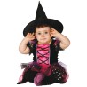 DEGUISEMENT BEBE PETITE SORCIERE NOIR ET ROSE TAILLE 12-24 MOIS 