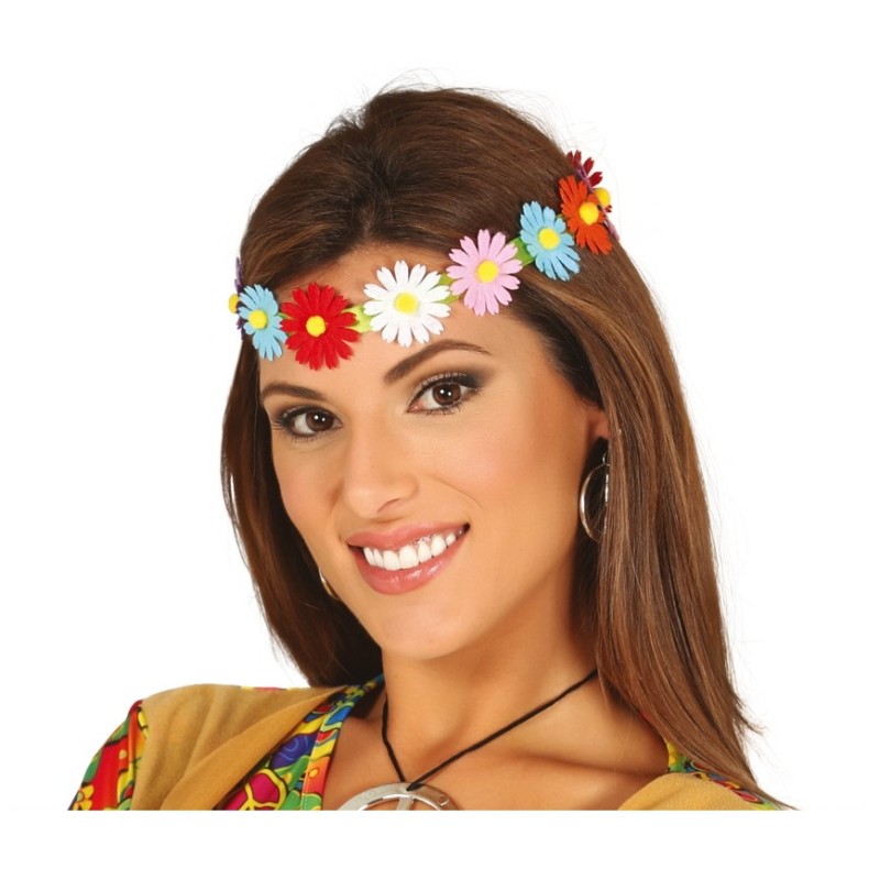BANDEAU DE FLEURS MULTICOLORE PEACE AND LOVE