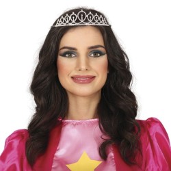 DIADEME TIARE METAL ARGENT STRASS PRINCESSE