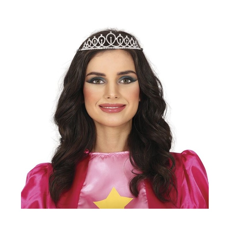 DIADEME TIARE METAL ARGENT STRASS PRINCESSE