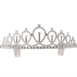 DIADEME TIARE METAL ARGENT STRASS PRINCESSE