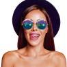 LUNETTES DISCO QUEEN RONDES VERRES BLEU MIROIR