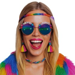 LUNETTES DISCO QUEEN RONDES VERRES BLEU MIROIR
